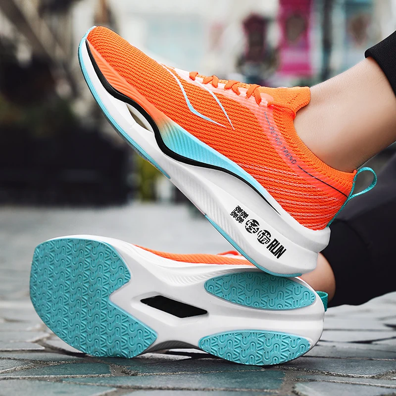 Orange Mesh Breathable Running Sport Shoes Sneakers Men Light Soft Thick Sole Hole Couple Shoes Athletic Sneakers Women Shoes 45