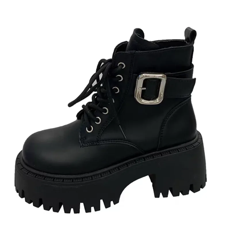 Женские ботильоны на высоком каблуке массивная кожаная обувь платформе женская