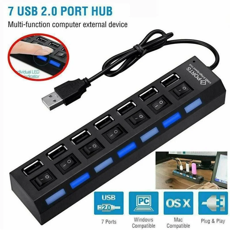 

USB-удлинитель для компьютера 4 или 7 портов, USB 2,0