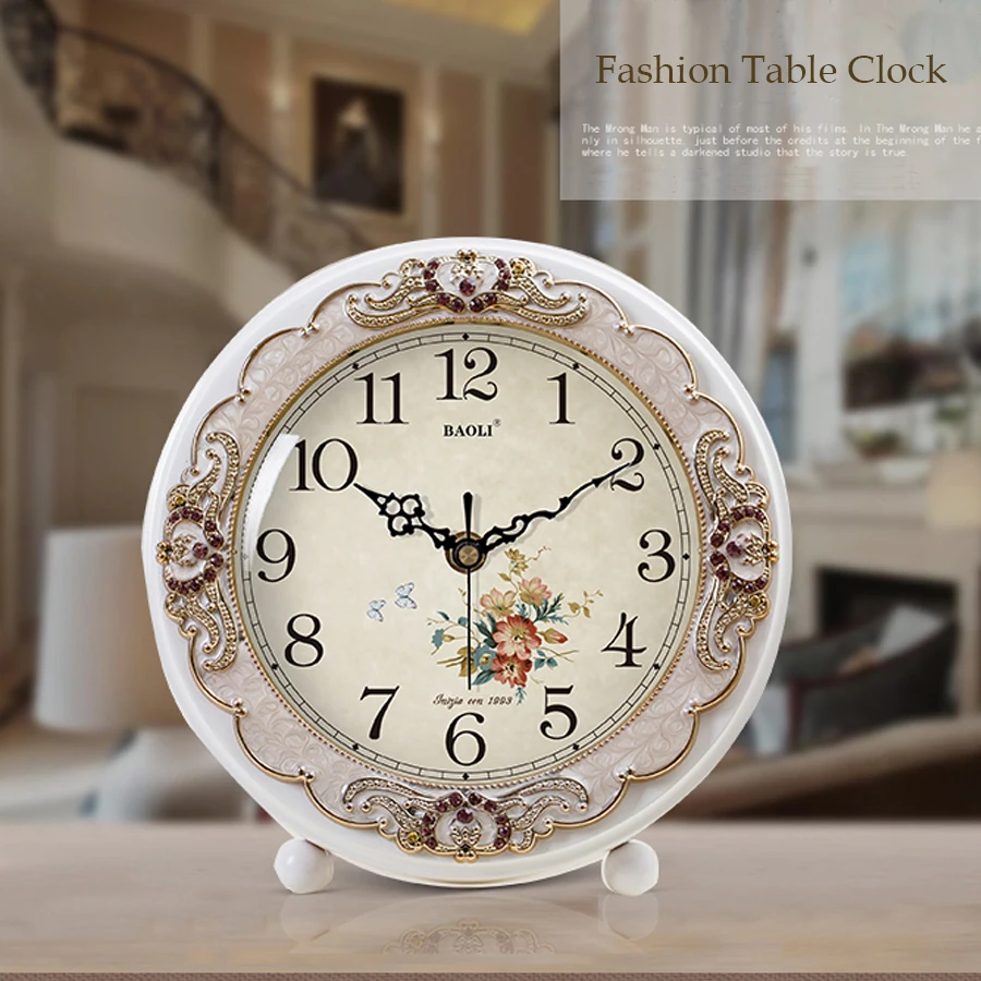 

European Mute Table Clock Living Room Office Creative Bedroom Desk Clock Fashion Pastoral Simple Table Watch Desktop Decoration