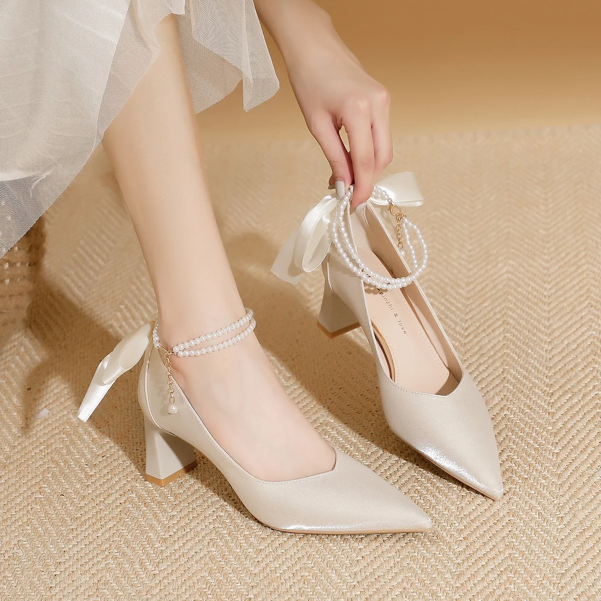 

Женские Туфли Мэри Джейн, красные туфли на высоком каблуке, с бантом и острым носком, свадебная обувь, 2022