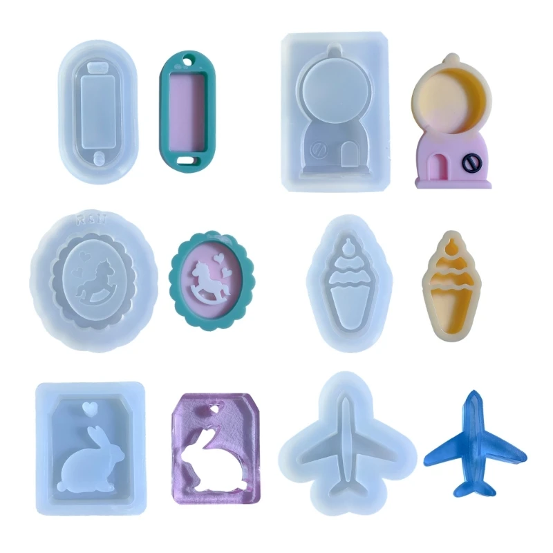 

652F Various Styles Ornament Silicone Epoxy Mold DIY Keychain Pendant Jewelry Crafting Mould for Valentines Gift