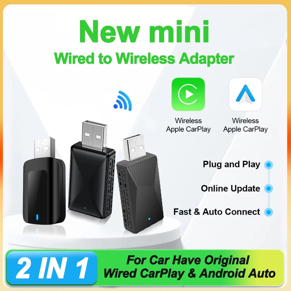 Новый беспроводной адаптер Carplay Android Auto интеллектуальный мини-бокс Plug and Play Wi-Fi