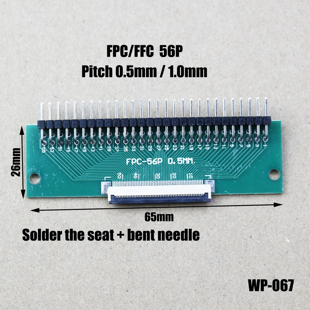 

FPC/FFC Adapter Board 0.5mm To 2.54mm Connector Straight Needle And Curved Pin 6P/8P/10P/12P/20P/24P/26P/30P/40P/50P/56P/60P/80
