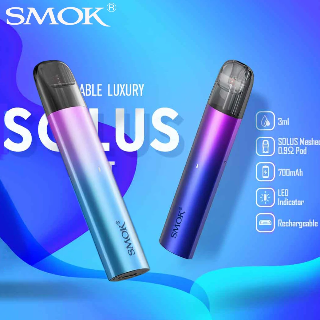 

Original SMOK SOLUS & SOLUS 2 Pod Kit 15W 700mAh 2.5ml Cartridge Meshed 0.9ohm Electronic E Cigarette Vape VS RPM5 Nord 5