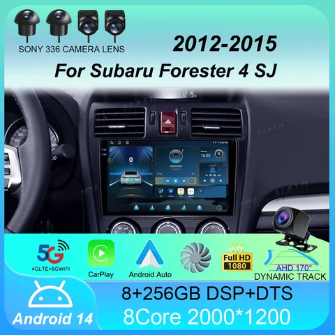 Автомобильный радиоприемник Android 14 Carplay, мультимедийный плеер для Subaru Forester 4 SJ XV WRX 2012-2015 2018, авторадио, GPS, стерео головное устройство