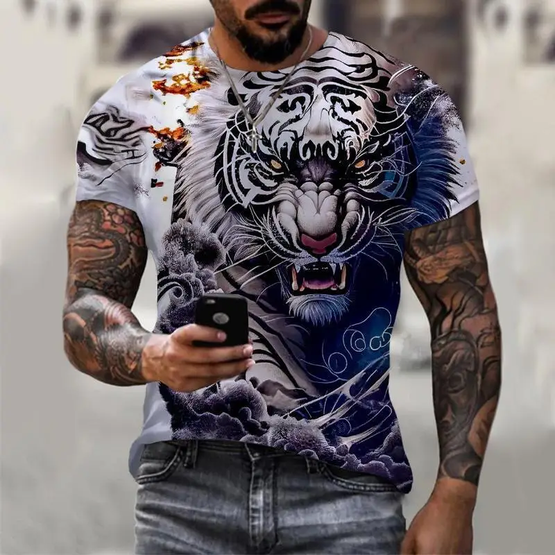 

Summer Fashion Top Men's T-shirt Vintage 3D Printing Casual Street Trend Breathable Plus Sports Short Sleeve