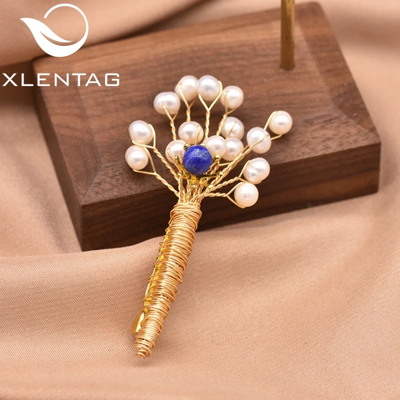 

Xlenag Natural Freshwater Pearl Flower Brooch Female Simple Luxury Party Birthday Gift Natural Handmade Brooch Jewelry GO0363B