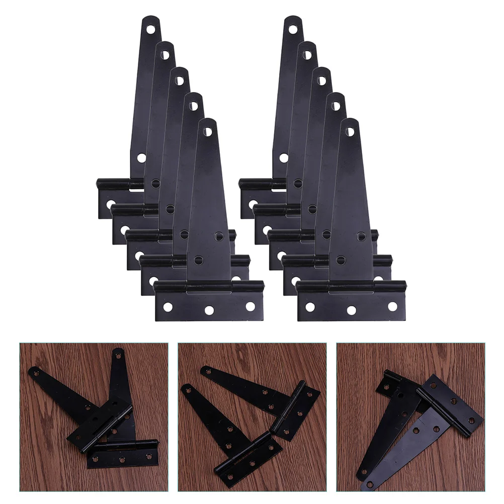 

10 Pcs Wooden Fence Gate Hinge Fences Barn Heavy Duty Door Gates Tee Latch Black Strap Galvanized Shed Hinges