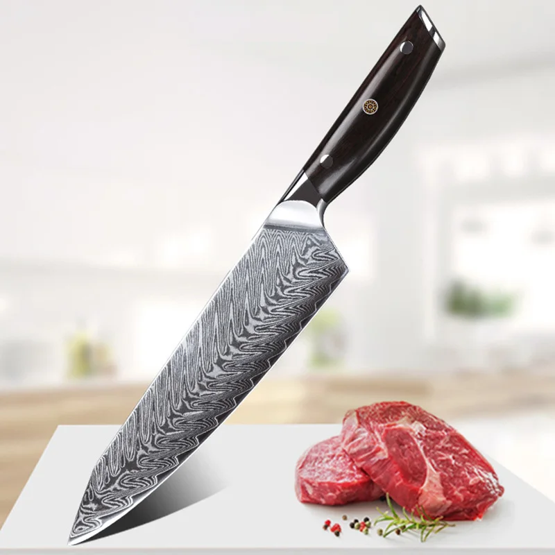 

Genuine Damascus Knife 67 Layers Damascus Steel Kitchen Knife 8.5 Inch Chef Slicing Sashimi Fish Sushi Kiritsuke Cleaver Knife