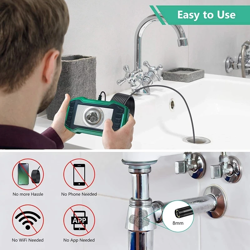 Продажа Эндоскоп гибкий с двойным объективом 4 мм и экраном 4,5 дюйма, 1080P