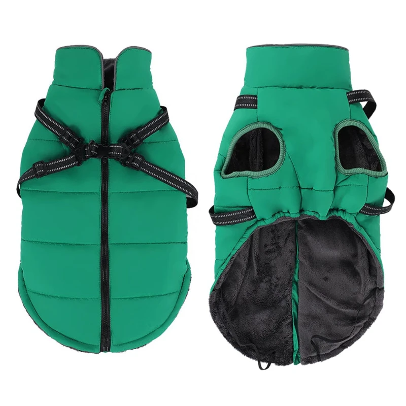 

ZOOBERS Winter Clothes with Harness For Dog Waterproof Windproof Coats Clothes Pet Soft Vest Padded Warm Pet Jacket