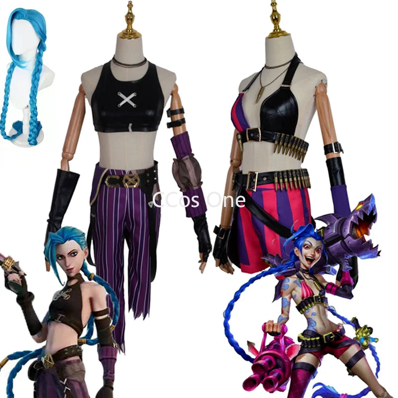 

Game Anime Baru Untuk Wanita Cosplay Liga Legenda Jinx LOL Liga Legenda Anime Bikinis Sexy Costumes Women Jinx Dengan Wig