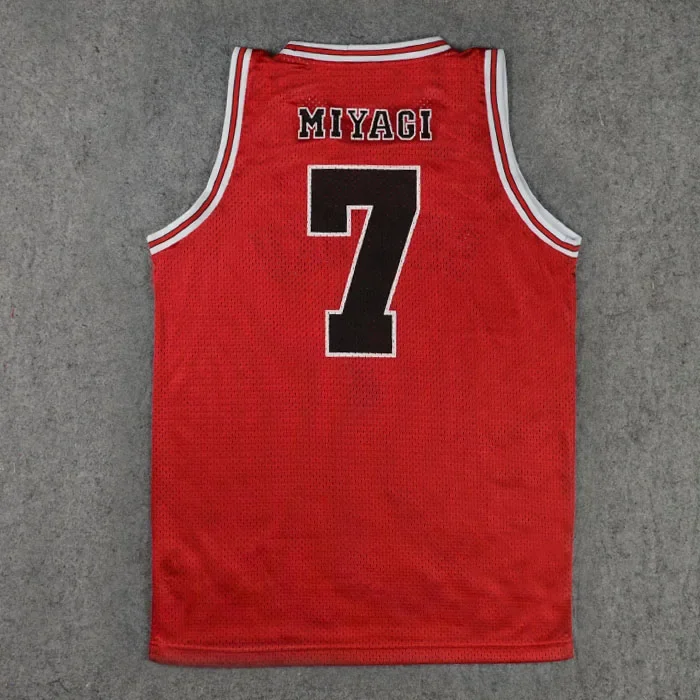 

Anime Shohoku Cosplay Costumes Number 7 Ryouta Miyagi Sleeveless Basketball Jersey Tops M-XXL White Black Green Red