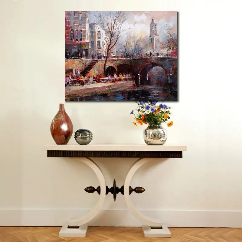 Современный пейзаж холст искусство город Утрехт текстурированная Современная