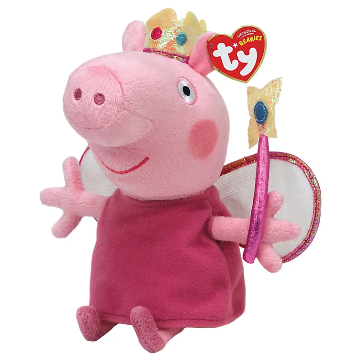 

TY PEPPA Pig George 15cm Kawaii Shiny Big Eyes Beanie Boo Girl Cute Plush Toy Kids Birthday Gift Sleeping Mate