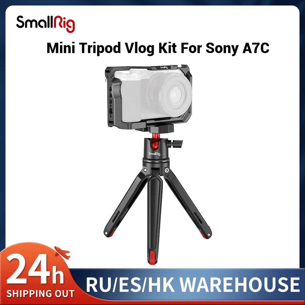 

SmallRig Lightweight Vlog Kit For Sony A7C Camera cage Set With Tabletop Mini Tripod Panoramic Ball Head Rig Set 3134