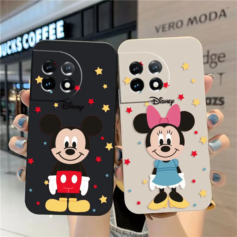 

Case For Oneplus 11 10 9 9R 8 8T 7 7T ACE 2 2V NORD CE 2 Lite Pro Simple Liquid Silicone Case Mickey Minnie Mouse Cartoon