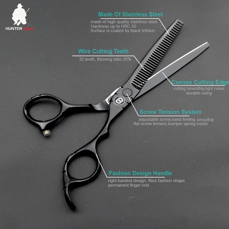 

30% OFF 6 inch Black Beauty Salons Barber Scissors Cutting Thinning Shears Hairdressing Clipper Trimmer Haircut Scissor