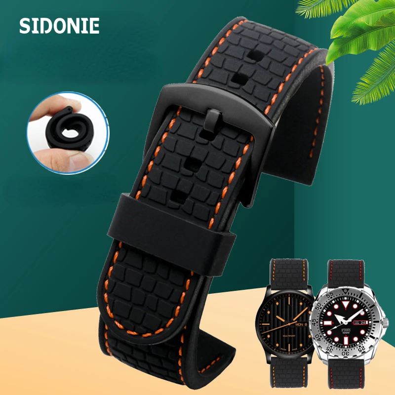 Rubber Silicone Watchband for Citizen  TISSOT Mido Seiko Omega Strap Waterproof Rubber Silicone Watch Strap 18 20 22mm