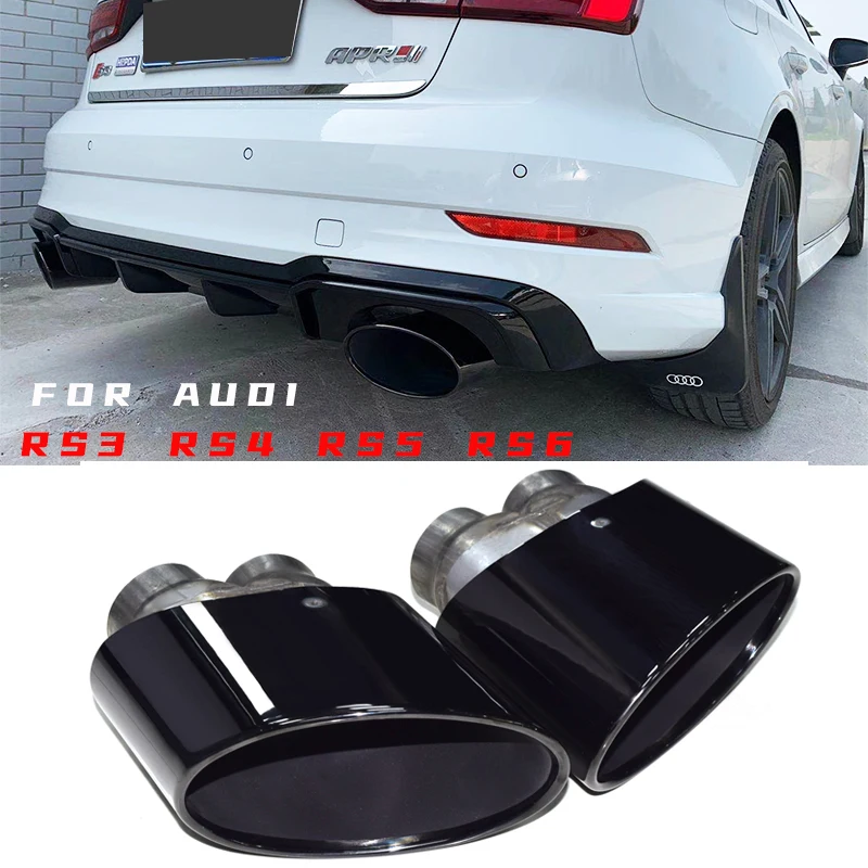 Car Accessories Exhaust Tip For Audi RS3 RS4 RS4 RS5 RS6 Double Inner Exhaust Pipe Stainless Steel Exhaust System Muffler Tip