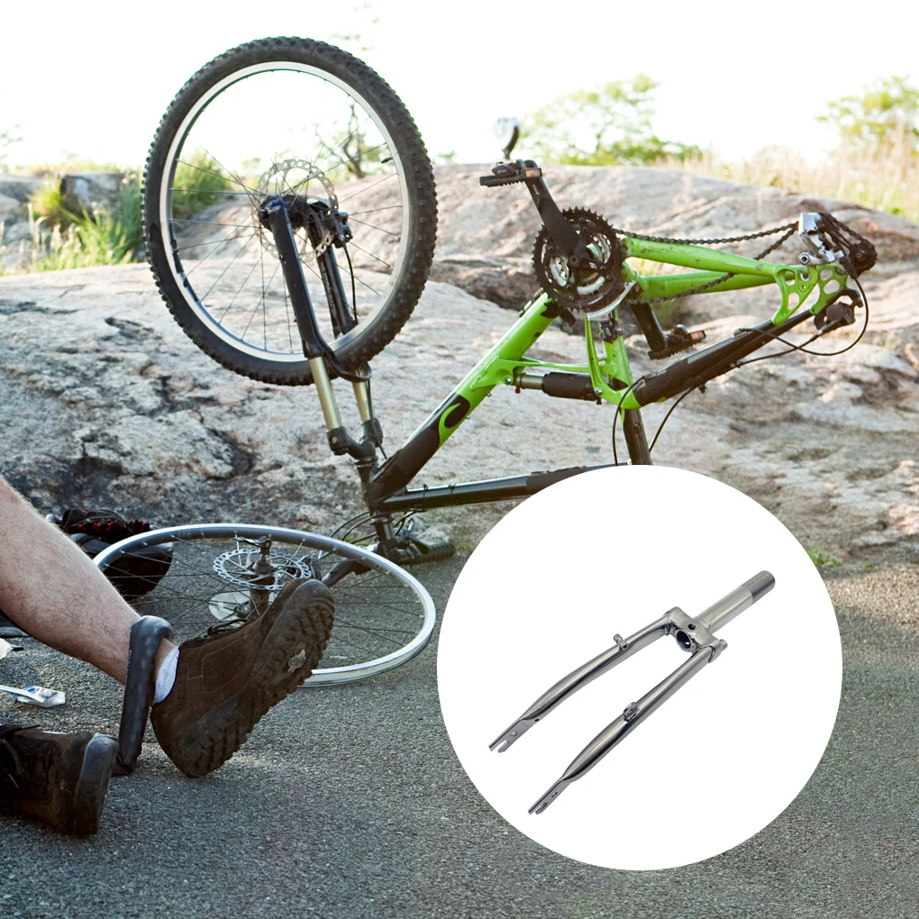 

Folding Bike Front Fork Stainless Steel Threaded Interface Bicycle Fixing Plated Frame Cycling Rust Proof Spare Parts