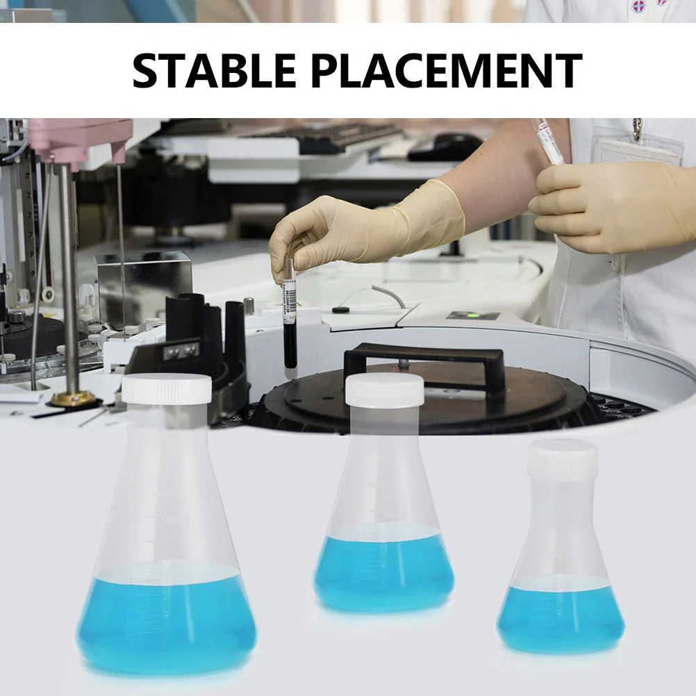 3-шт пластиковая колба Эрленмейера с конической пробкой для химии стеклянный