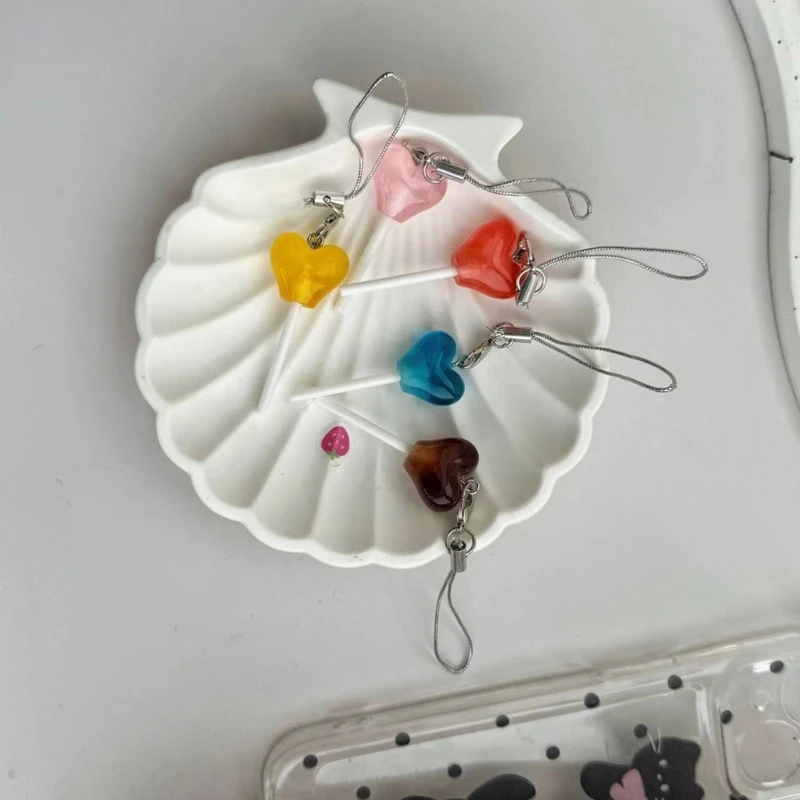 5 шт. подвеска в форме сердца конфеты для телефона двухцветная подвеска-леденец