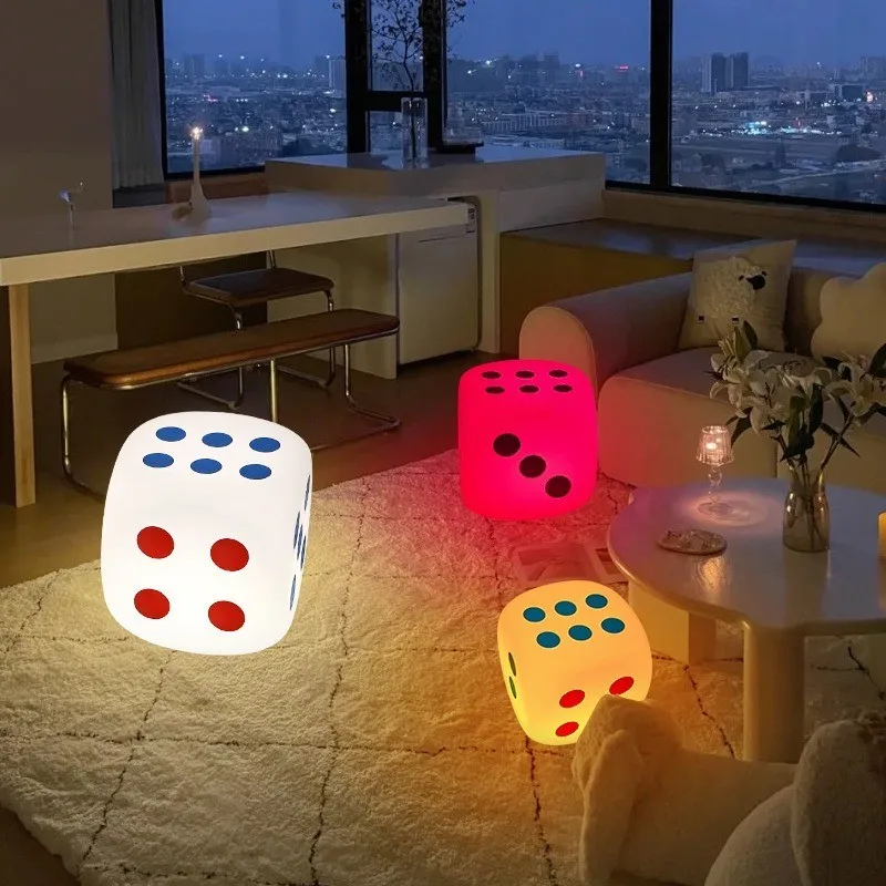 

Dice night lamp colorful remote control table night light bedside lamp living room creative stool floor lamp