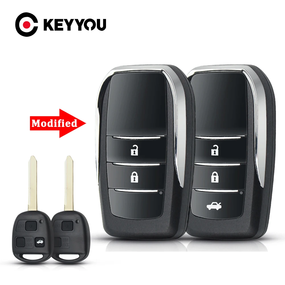 Раскладной чехол KEYYOU для Toyota Yaris Avensis Corolla Carina RAV4 Prado с 2/3 кнопками и дистанционным