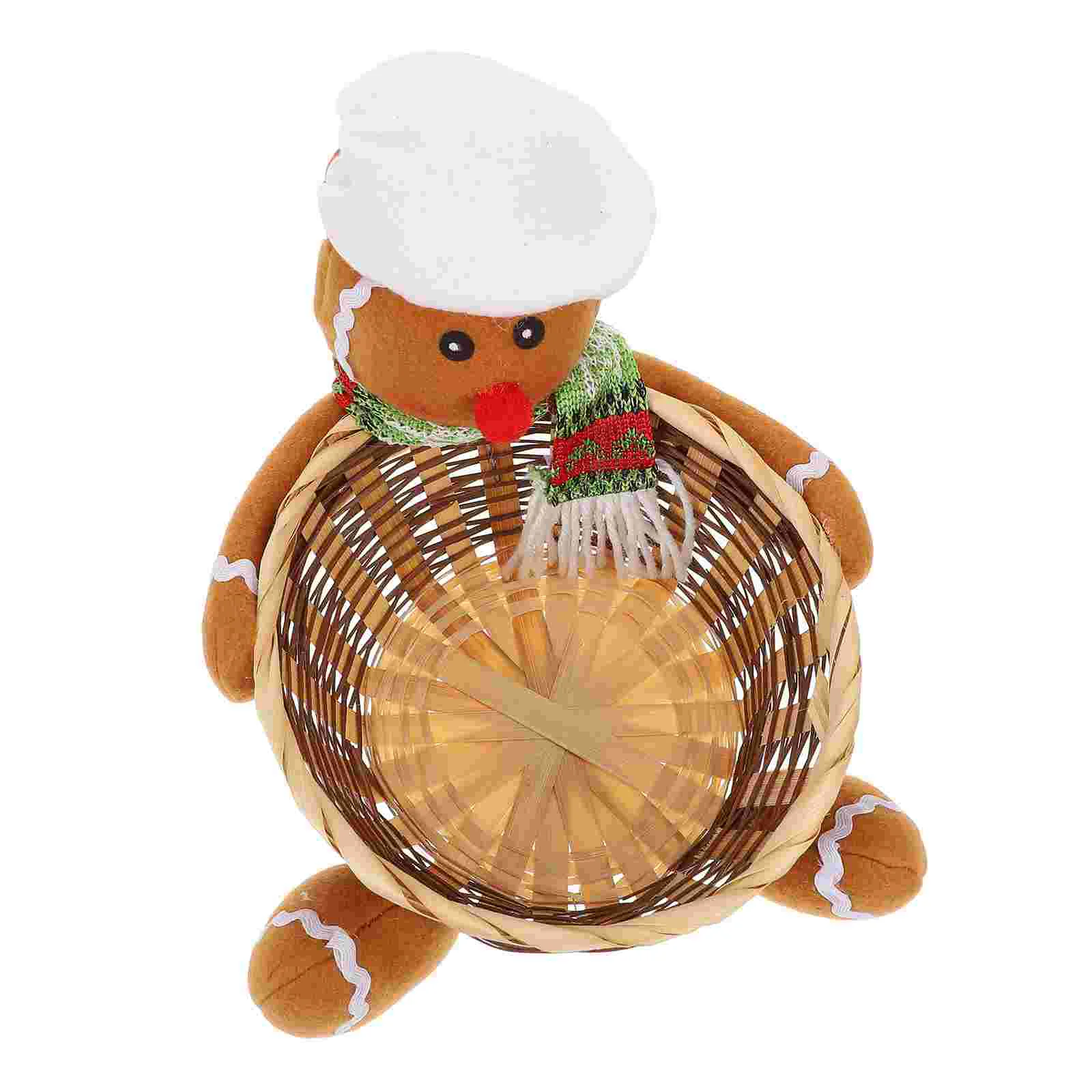 

Christmas Basket Candyfruit Woven Bowl Baskets Storage Box Gingerbread Serving Holiday Rattan Treat Gift Tray Jar Man Dis