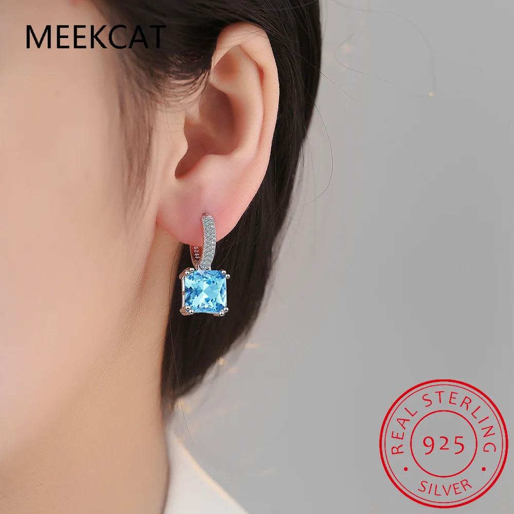 Квадратный натуральный синий топаз гранат сапфир рубин изумруд стерлинговое