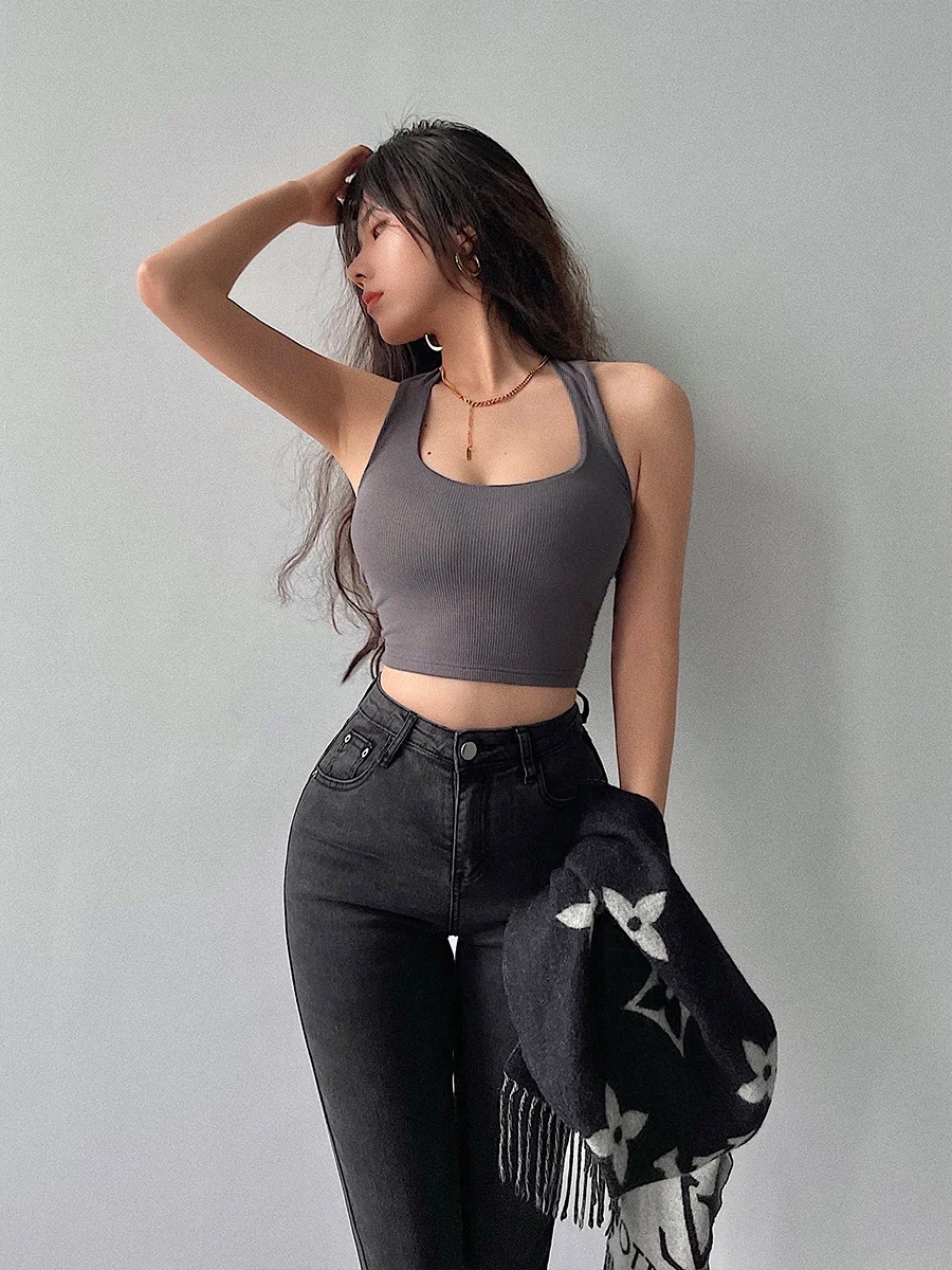 

TVVOVVIN Hot Girl Sexy Backless TIGHT SKINNY Solid Color Short Vest Tank Tops Fashion Korean Women Tops Sweet V2J4
