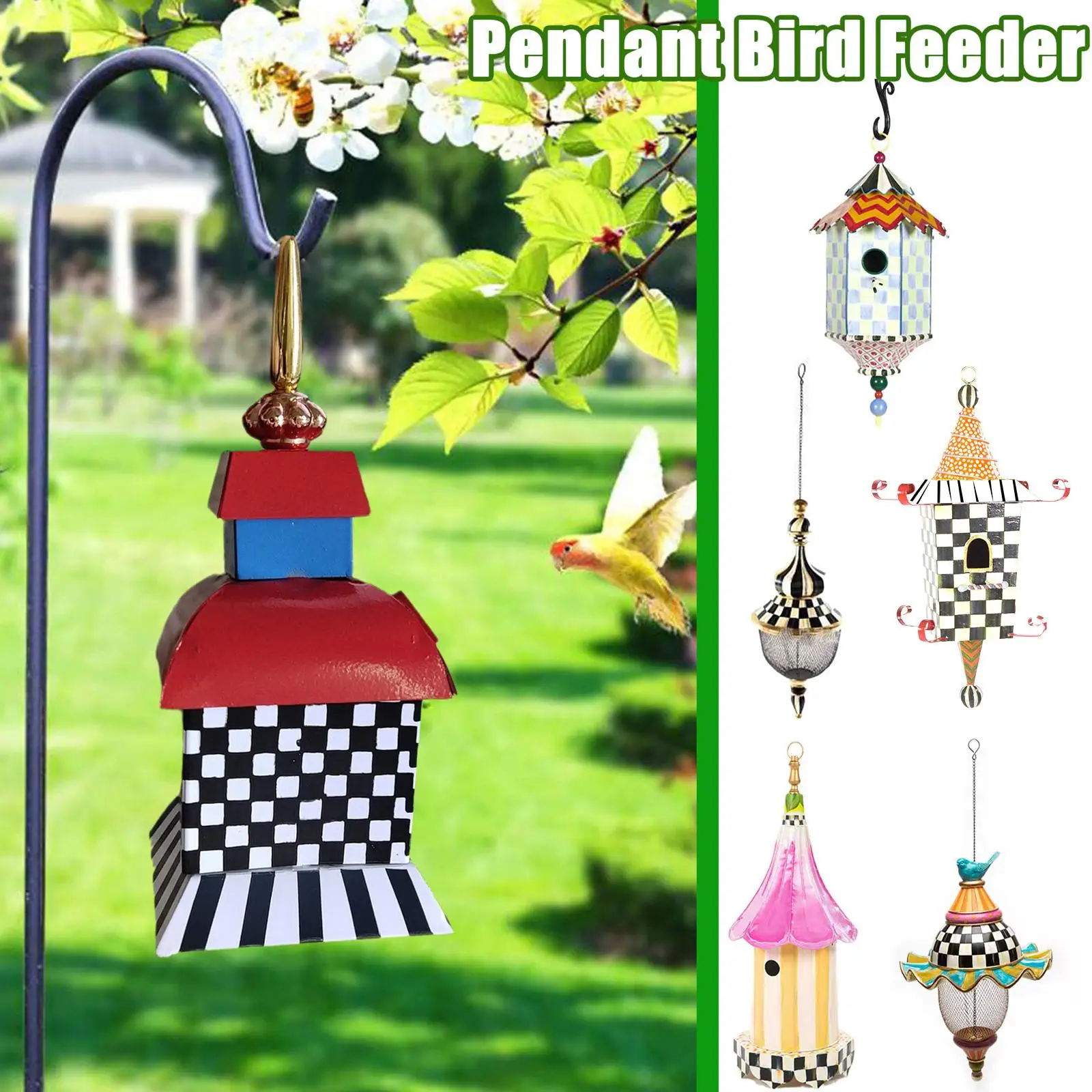 

Металлическая кормушка для птиц, подвесной креативный узор, украшение для птичьего домика, сада, двора, окна, кормушка для попугая, подвеска,...
