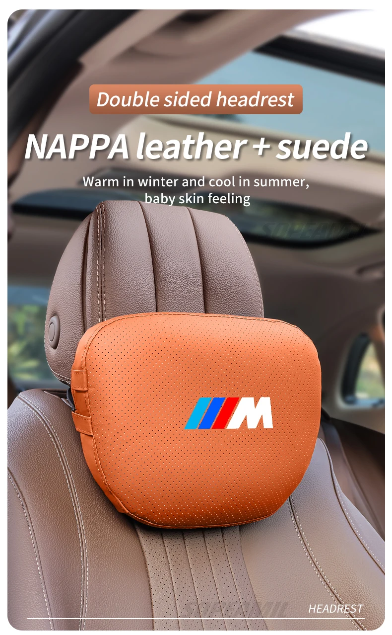 Автомобильный замшевый кожаный подголовник поясничная подушка для BMW M E39 E46 E60 E70