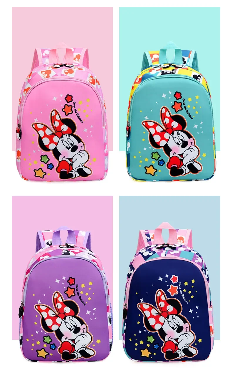 Милый Детский Рюкзак Disney С Микки Маусом И Минни Для Мальчиков Девочек Розовая