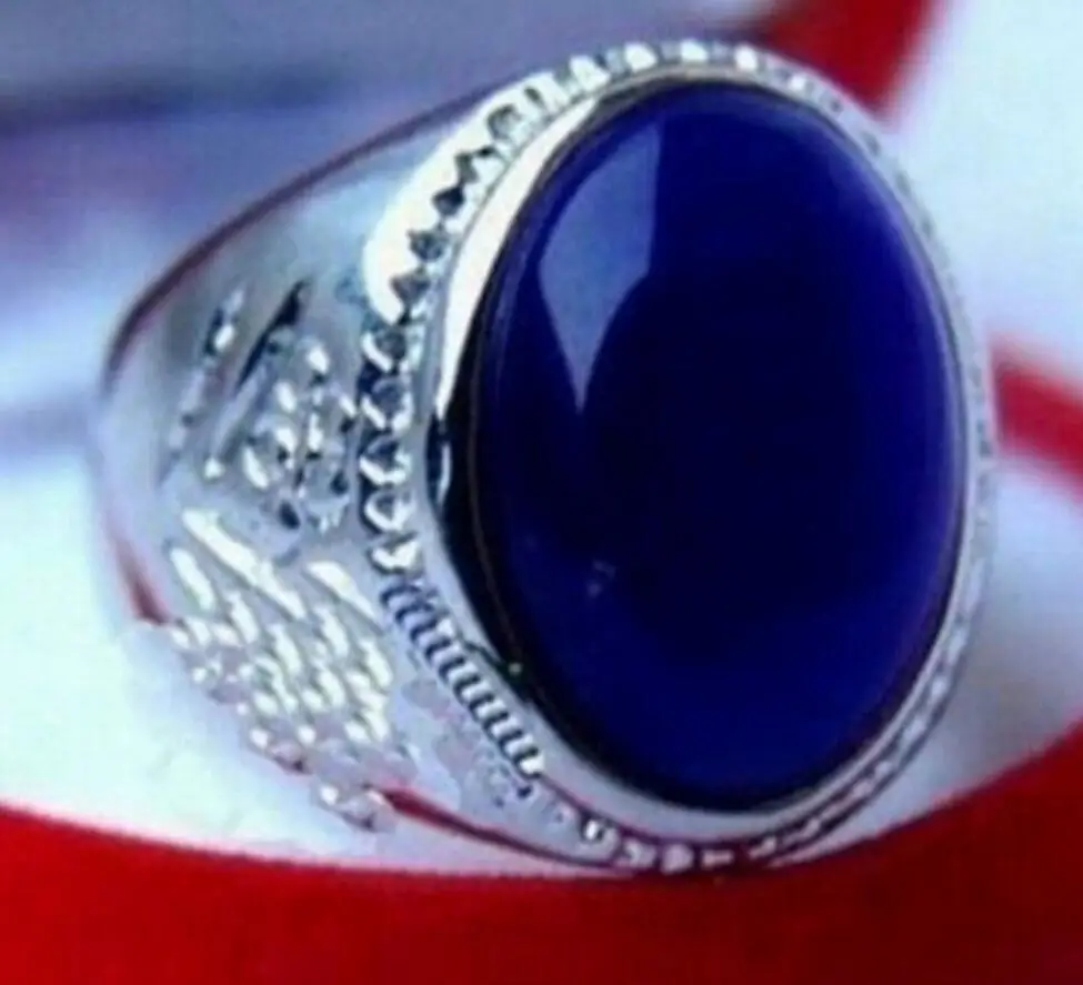 

Beautiful Tibetan Silver Men's blue Jades Rings size 8-10