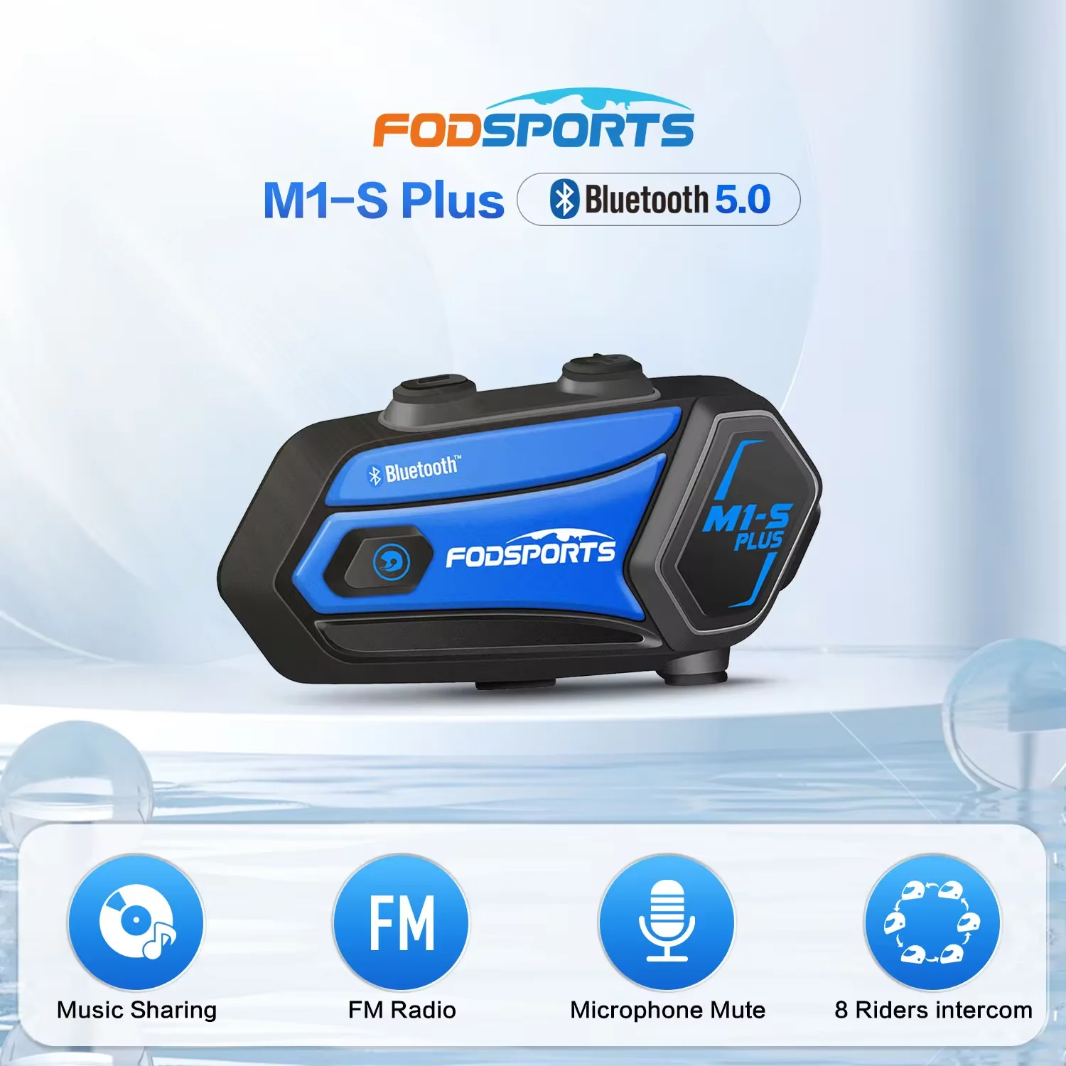 

Переговорное устройство Fodsports M1-S Plus для шлема, мотоциклетная Bluetooth-гарнитура, переговорное устройство, 8 всадники 2000 м, обмен музыкой, FM-радио