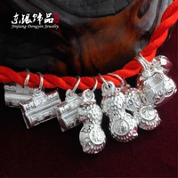sterling silver simple peanut padlock single pendant long life ruyi safe lock short accessories diy chain womens jewelry