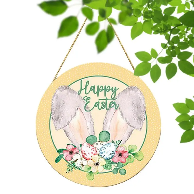 

Wooden Easter Party Hanging Welcome Signs Easter Egg Bunny Door Pendant Ornament For Home Office Easter Party Door Decoration