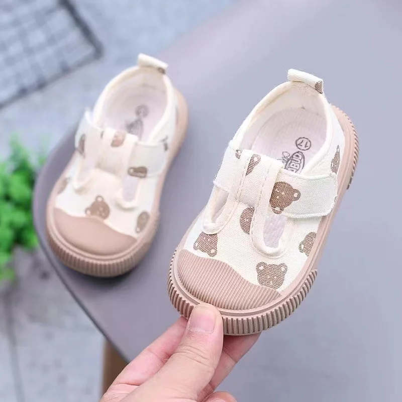 

2022 Spring Autumn Summer Baby Boy Shoes Toddler Girls Soft Sole Cartoon Canvas Cloth First Walker Casual White Single Shoes