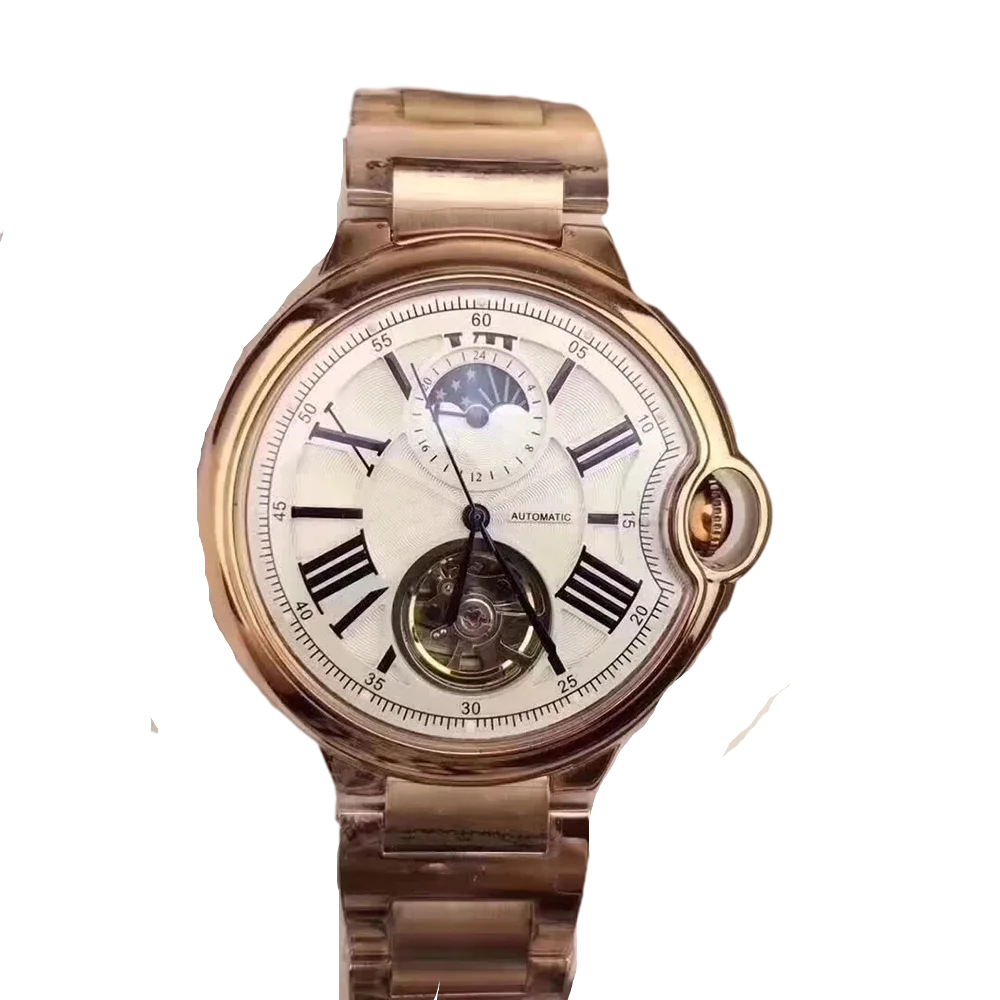 

Механическая Кожа, цвет: синий, черный, розовое золото, фаза Луны, Tourbillion