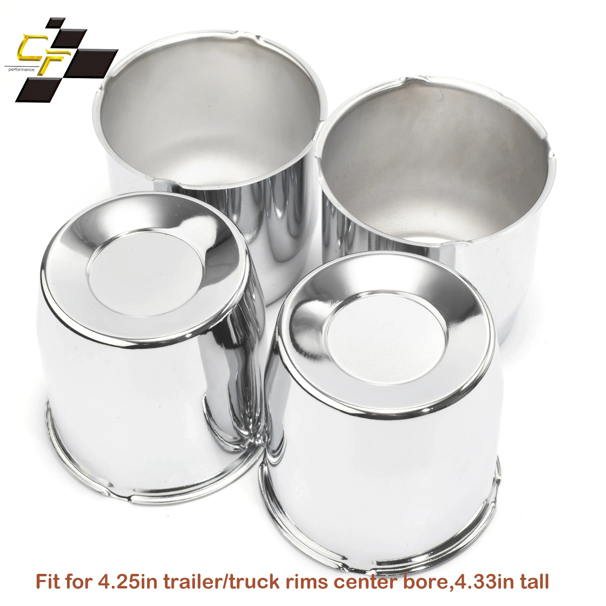 

4pcs 108mm Push Through Center Caps For 4.25"Trailer/Truck Rims Hub Cover Bore 4.33in Tall Wheels Hubcap Chrome