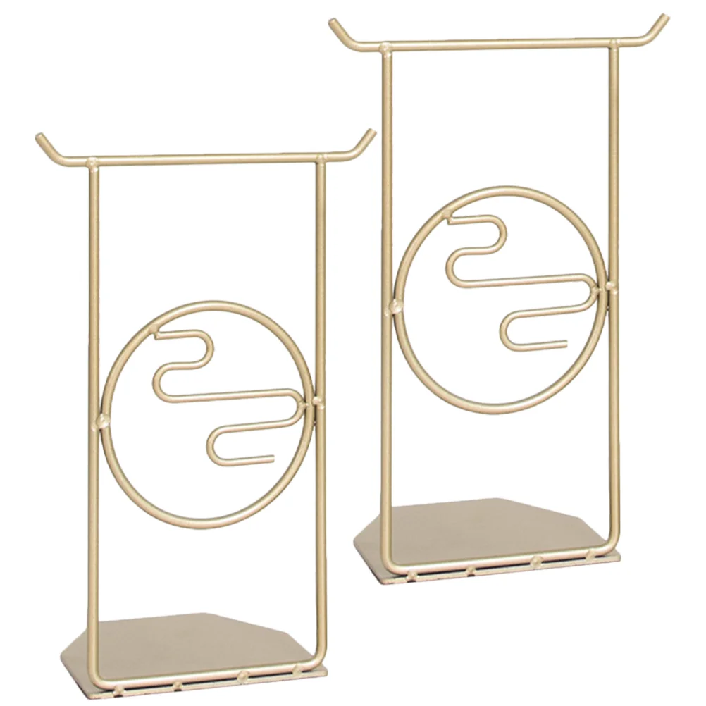 

2 Pcs Desk Topper Multi-function Book Organizer Crafted Holder Supply Bookend Metal Exquisite Delicate Accessories
