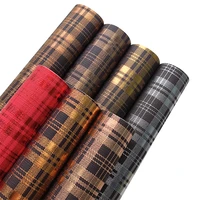 30135cm hot stamping plaid faux leather fabric for making notebook cover bags shoes earrings cushion diy materials leatherette