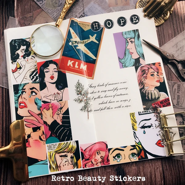 

Retro Girl Stickers Travel Junk Journal Stickers Scrapbooking Craft Diary Album Decorative Stickers School Supplies