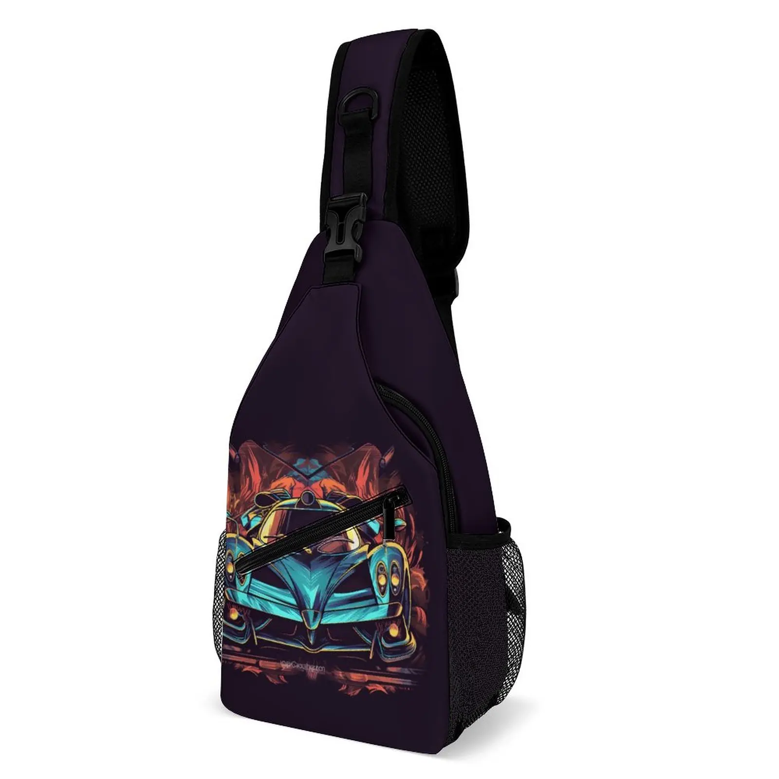 

Speed Sports Car Chest Bags Boy Vibrant Tones Vintage Trip Shoulder Bag Cute Print Small Bag Phone Motorcycle Sling Bags