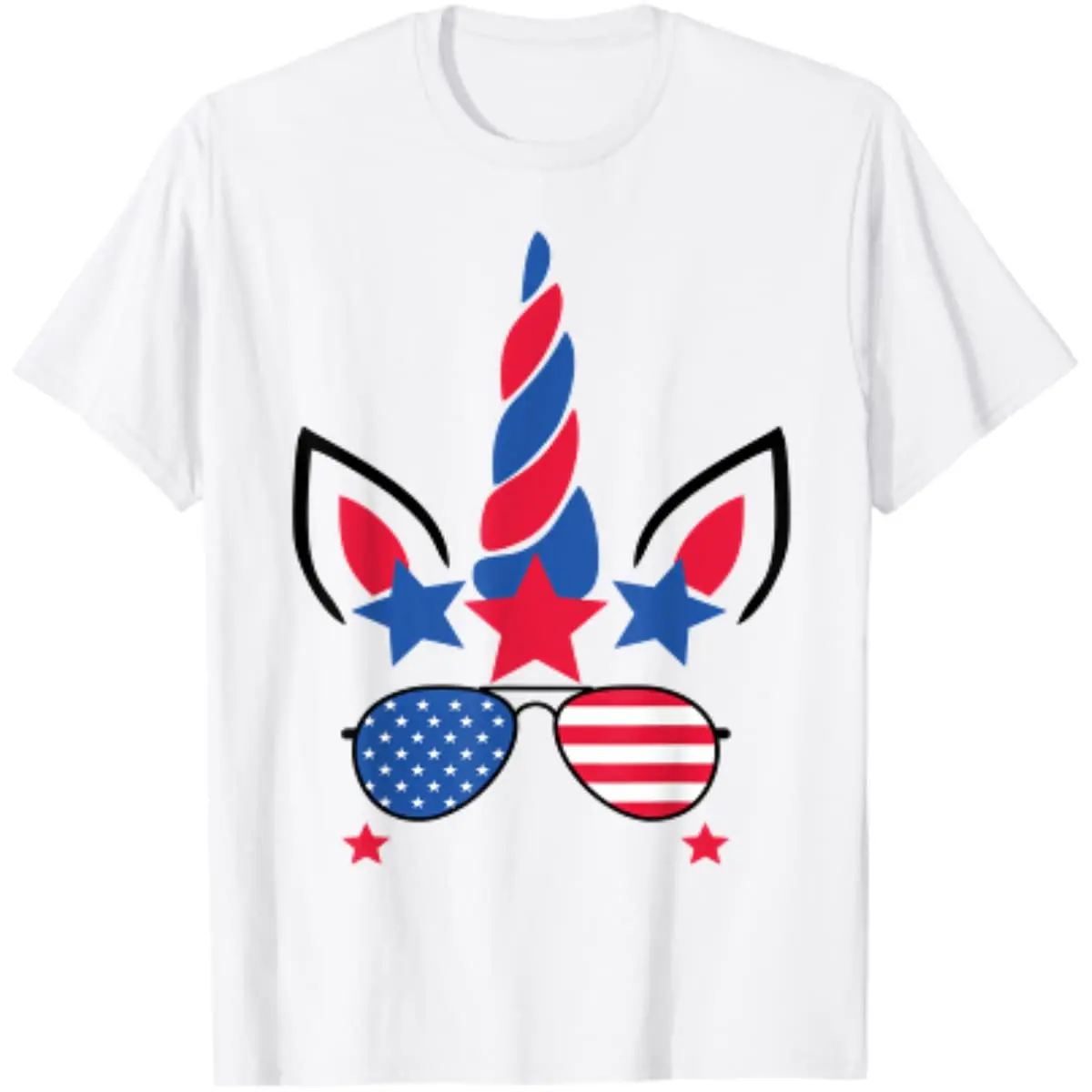 

4th of July Unicorn American Flag Patriotic Gift T-Shirt Casual Cotton Four Seasons Daily Graphic T Shirts for Men Women Teens