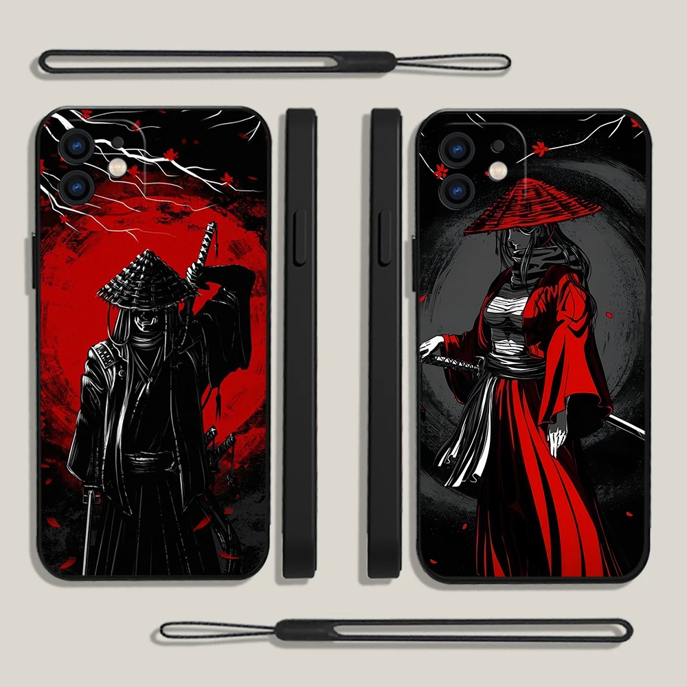 

Japanese Samurai Oni Mask Phone Case For Samsung A53 A50 A12 A52 A52S A51 A72 A71 A73 A81 A91 A32 A22 A30 4G 5G with Hand Strap