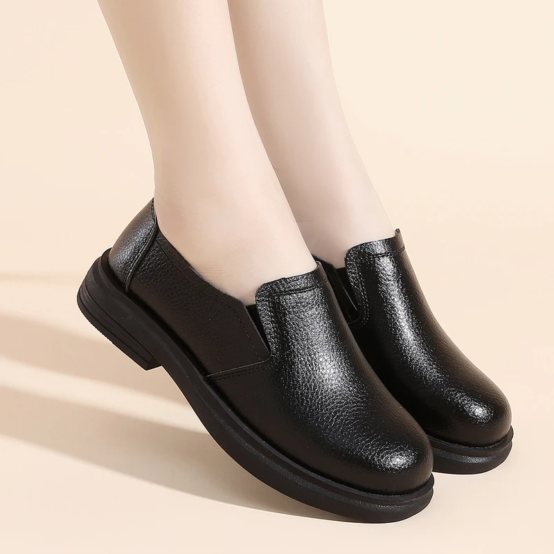 

Elegant Woman Shoes With Low Heels Ladies Loafers Moccasins Footwear Fashion Casual Cow Leather Free Shipping Pumps